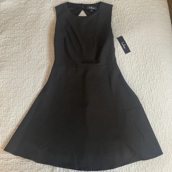 Lulus | Dresses | Lulus Black Skater Dress With Open Lace Back Size Medium  Nwt | Poshmark